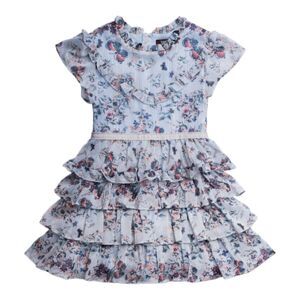 Imoga Serenity Girls Prairie Blue Floral Butterfly Layered Ruffle Sz 14 Dress